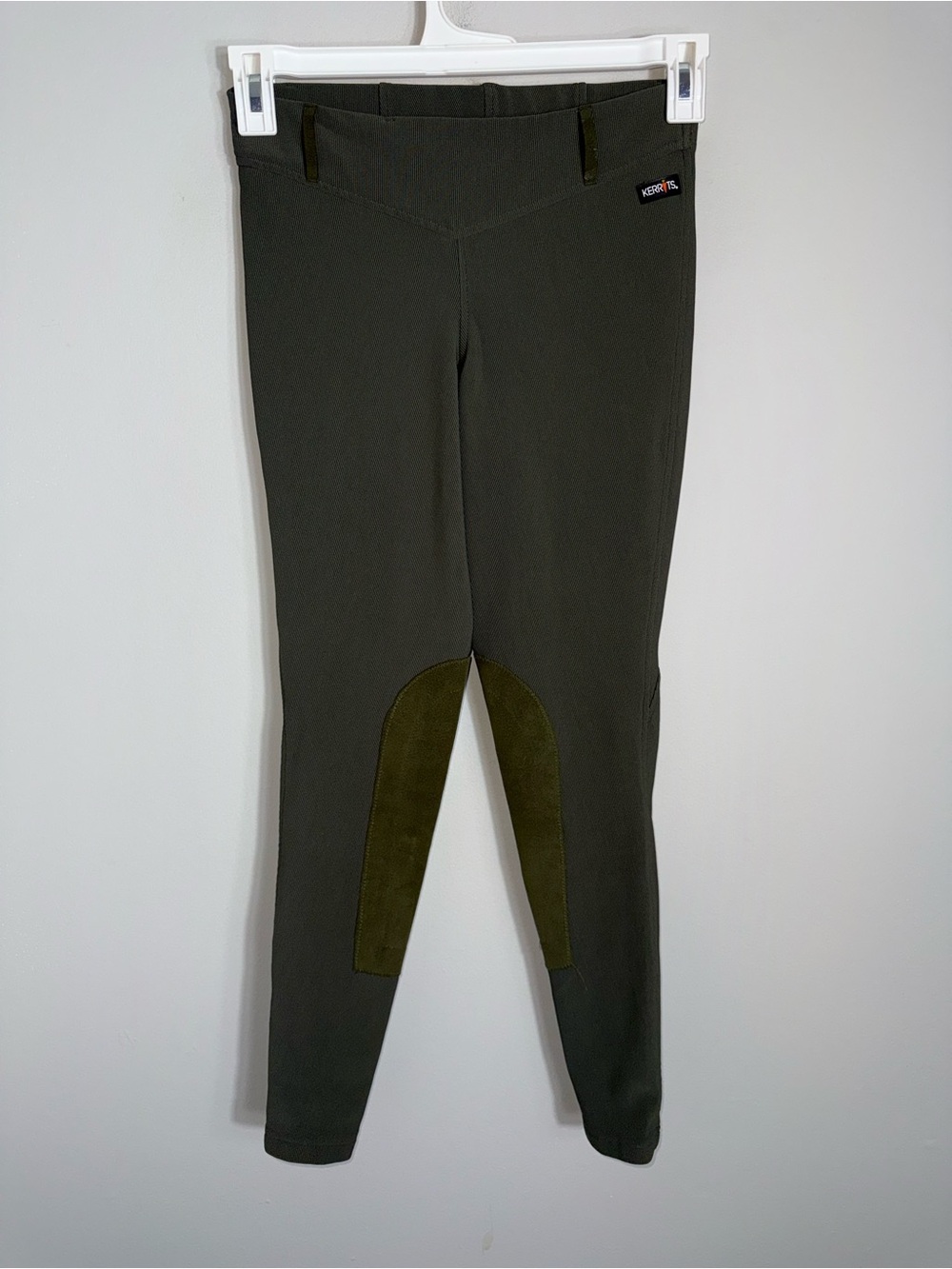 Kerrits Women's Riding Pants Breeches-Olive Green-Ultra Suede Patch-Medium